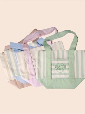 NWT Trader Joe’s Mini Canvas Striped Tote Bags (Set of 4 Colors) AUTHENTIC